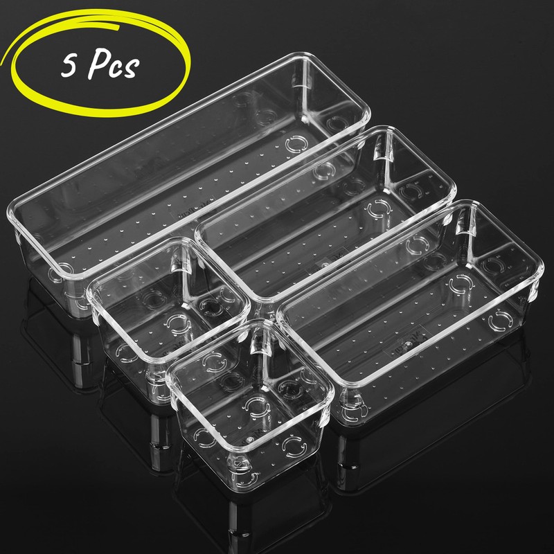 Mr. Pen- Drawer Organizers Set, 5 pcs, Clear Plastic Makeup