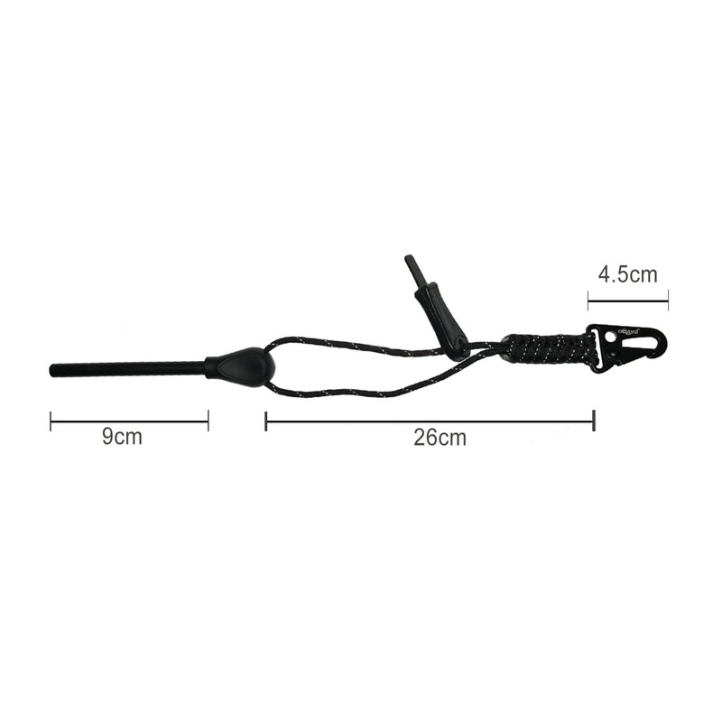 Oqard Reflective Paracord Fire Starter with Clip Hook - Black