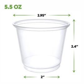 Comfy Package [Case of 2,500 5.5 oz. Clear Disposable Plastic Portion Cups (No Lids), Souffle Cups, Jello Shot Cups, and Sauce Cups For Portion Control