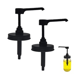 Long Nozzle Syrup Honey Dispenser Pump Lids for Mason Jar, Avoid Drip on Jar, Plastic Dispenser & Stainless Steel Lid for 2.75 Inch Regular Mouth Rust Proof Home Kitchen Jam Ketchup Sauce(2 Pack)