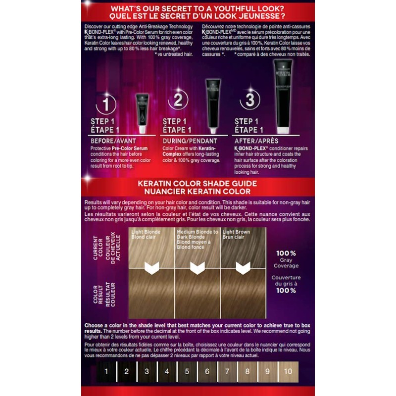 Schwarzkopf Keratin Color Permanent Hair Color Cream, 7.0 Dark Blonde