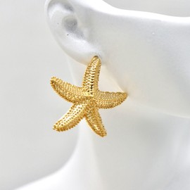 Gold Starfish Shell Earrings Chunky Conch Seashell Stud Earrings Boho Ocean Shell Starfish Conch Earrings Summer Beach Jewelry Gifts for Women (A Style)