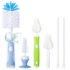 Cepillo para Biberones,6 Cepillo para Botellas Multifunción,con Una Base Oculta de Cepillo para Limpiar Tetinas,1 Cepillo Botellas de Nylon,2 Cepillos de Esponja para Pezones,2 Cepillos para Pajitas