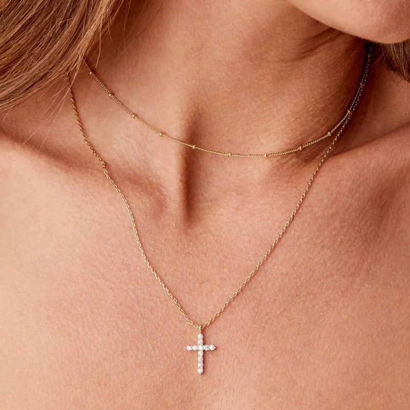 Luxury Hypoallergenic 18K Gold Plated Stainless Steel Double-Layer Micro Inlaid