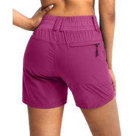 Viodia - Pantalones cortos de golf para mujer, de 5 pulgadas, con bolsillos, cintura alta, elásticos, para verano, estilo casual, Rosado, XXL