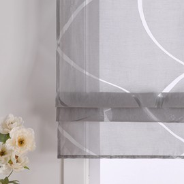 ESLIR Roman Blind Burnout Roman Curtain with Velcro Tape Living Room Curtains Kitchen Transparent Ribbon Roller Blind Modern with Waves Pattern Grey W x H 140 x 140 cm 1 Piece
