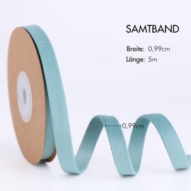 BYZANDQI Velvet Ribbon 5 m x 1 cm Velvet Decorative Ribbon Set Bow Ribbon Jewellery Ribbon Gift Ribbon Christmas (Dusty Green)