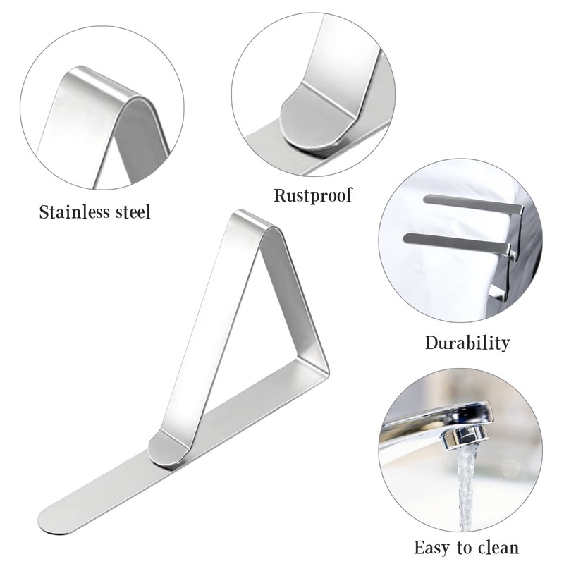 FEPITO 12 Pack Tablecloth Clips Stainless Steel Table Cloth Cover