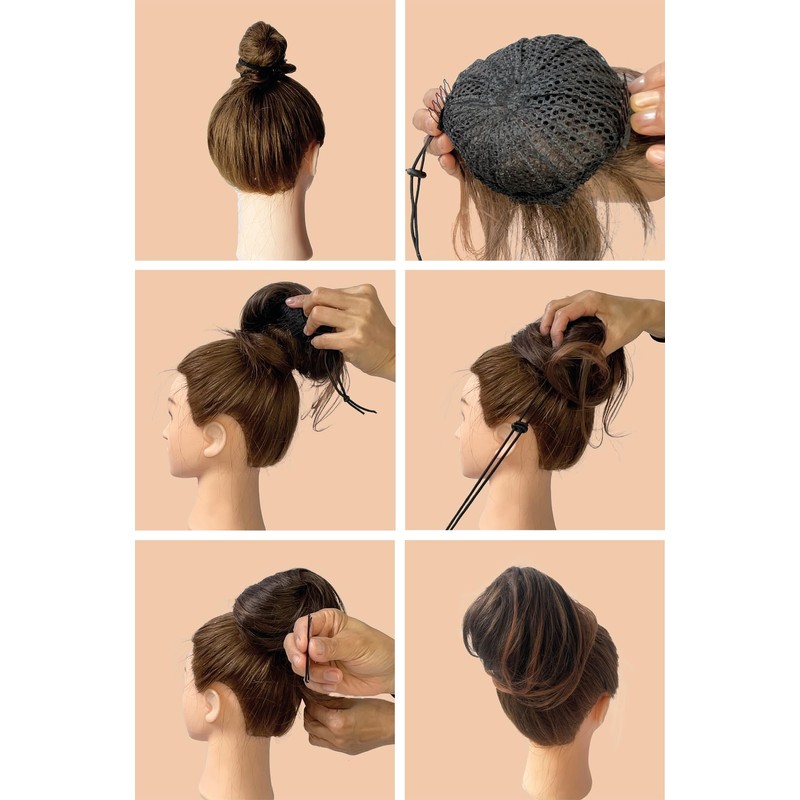 CAISHA Bun Hairpiece Ponytail Hepburn-Bun Scrunchie Updo Red Mix DC20