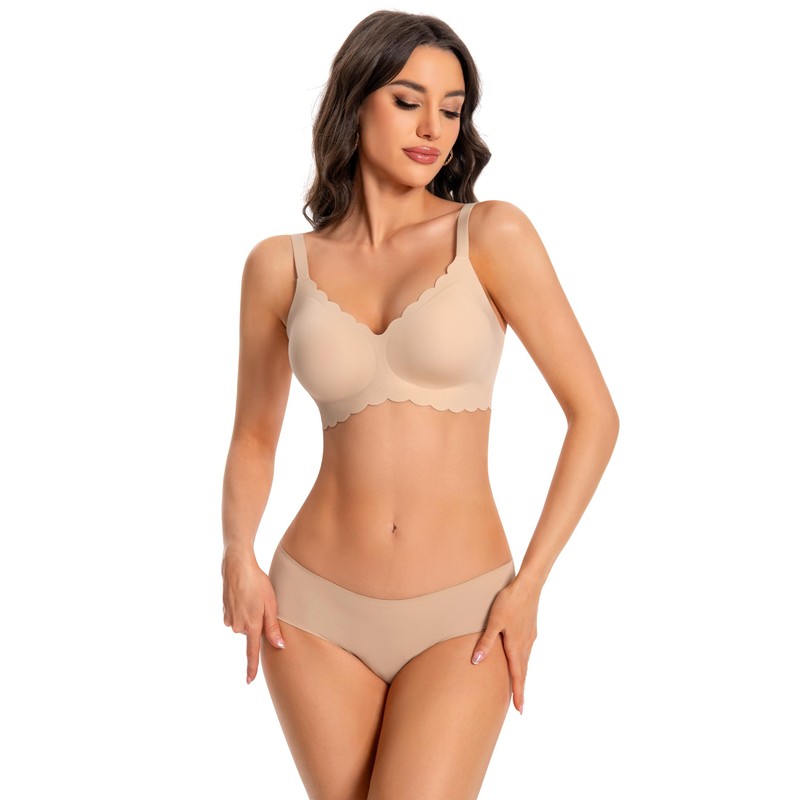 ANGOOL Women's Bra Without Underwire V-Neck Soft Cups Push Up