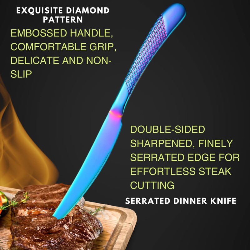 Vilihkc Hammered Silverware Rainbow 20 Pieces Stainless Steel Flatware Set