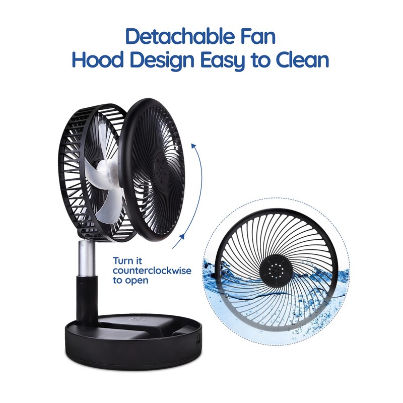Primevolve Battery Operated Fan,Portable Rechargeable USB Floor Table Desk Fan