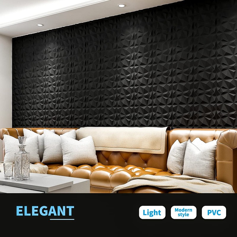 Art3d Decorative 3D Wall Panels in Diamond Design, 12"x12" Matt