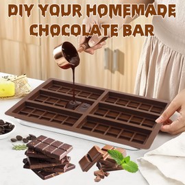 LEBERY Chocolate Bar Molds Deep Dubai 2Pcs Thick Chocolate Bar Mold Silicone Square Chocolate Bar with Filling Molds Stuffed Candy Bar Energy Protein Bar Mold Break Apart Pistachio Baking Bar Molds