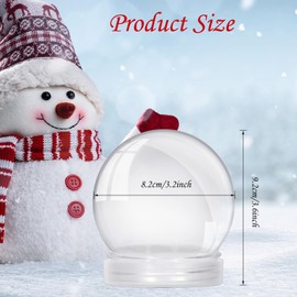 Auihiay 12 PCS 3.6 Inch Plastic Snow Globes, Plastic Clear Fillable Snow Globe with Screw Off Caps, Clear Christmas Water Globes for DIY Crafts Home Christmas Winter-Themed Decoration