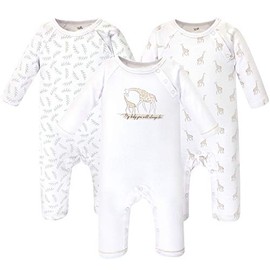 Touched by Nature Baby Girls' Unisex Union Suits Made of Organic Cotton Overalls, Little Giraffe