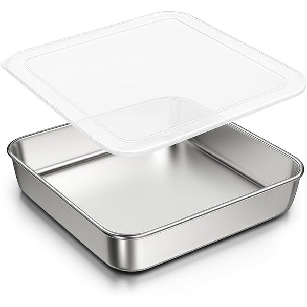 8 x 8-Inch Baking Pan with lid, 304 Stainless Steel