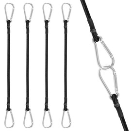 JiangLin Set of 4 Tensioning Straps with Hooks, 60 cm Expander with Hook Set, Tie Down Straps with Hooks, Luggage, Strong Rubber Tensioner with Carabiner Hook for Bike, Load, Camping