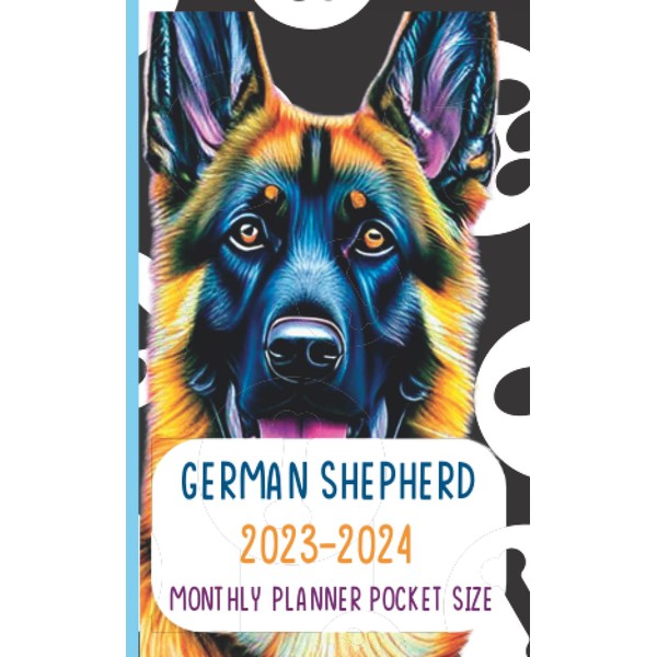 German Shepherd 2023-2024 Monthly Planner Pocket Size: 4x6.5 - German