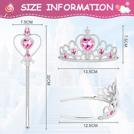Vicloon 6PCS Princess Crown and Wands, Princess Dress Up Accessories for Little Girls, Princess Tiara Jewelry Toy for 3-6 Girl Christmas Birthday Cosplay Crown
