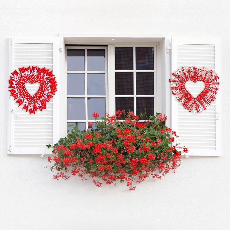 6 Sets Wedding Heart Wreaths-Wire Heart Wreath with Ribbon and