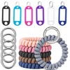 Pack of 6 Key Rings with Writeable Labels, Wrist Coil