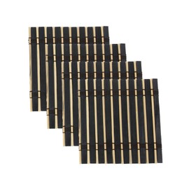 3 Sets - ThinkBamboo Brand Bamboo Slat Coasters - 4.25" x 4.25" - 4 pieces per set - Black