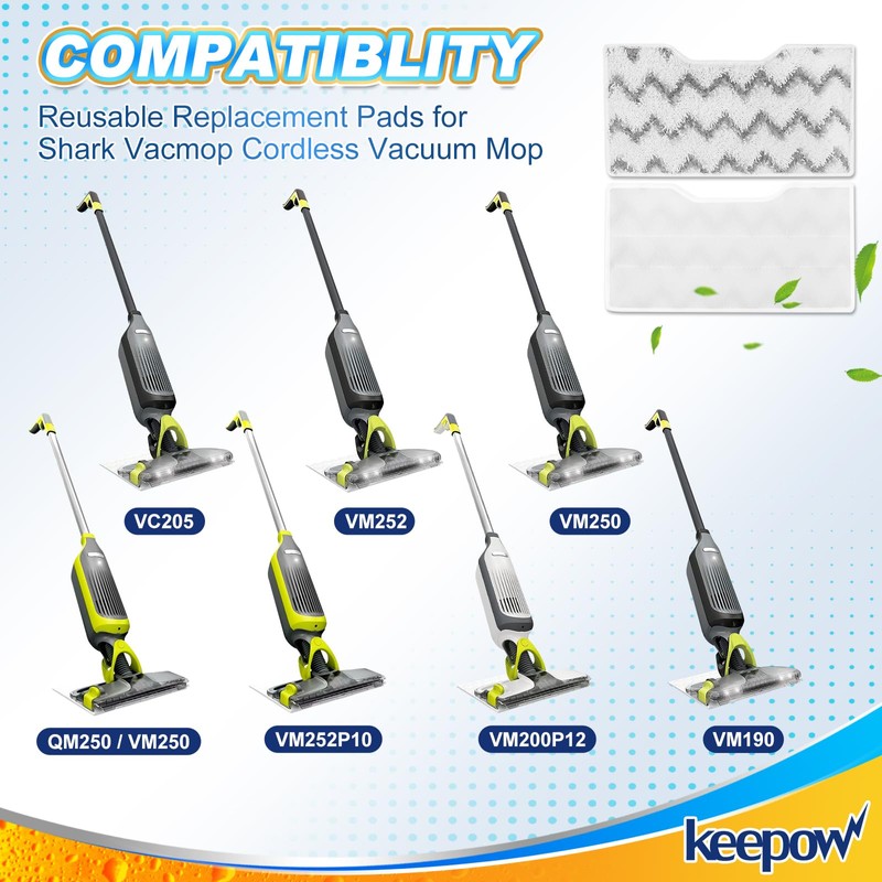 KEEPOW Reusable Vacmop Replacement Pads Compatible with Shark Vacmop VM252