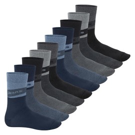 Footstar Men's Motif Socks (10 Pairs) Cotton Socks with Various Patterns, jeans colour