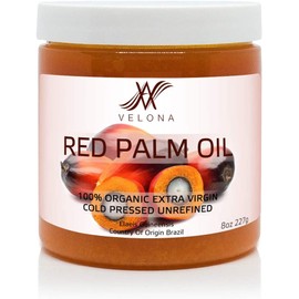 Red Palm Oil by Velona - 16 oz | 100% Pure and Natural Carrier Oil | Extra Virgin, Unrefined, Cold Pressed | Cooking, Face, Hair, Body & Skin Care | Use Today - Enjoy Results