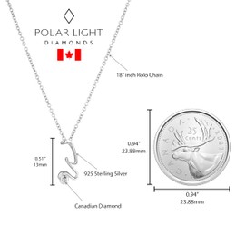 Diamond Letter Necklace Letter W, Sterling Silver Initial Necklace with 0.03 Carat Certified Canadian Diamonds | POLAR LIGHT Diamonds Jewelry for Women