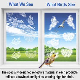 36 Pieces Butterfly Anti-Collision Window Clings, Transparen Alert Stickers Window Decals to Prevent People and Bird Strikes on Window Glass