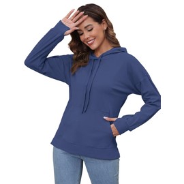 Slättourdo Sweaters for Women Loose Fit Tops Tiktok Trend Items Womens Tops Hoodies for Women Blue XL