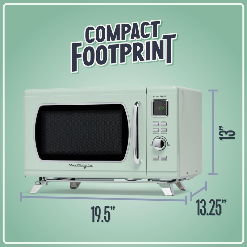 Nostalgia MCMO9FTSG Mid-Century Retro 0.9 Cu. Ft. 900-Watt Countertop Microwave