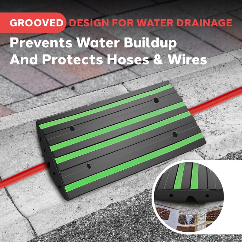 Pyle 2 Ft. Rubber Threshold Curb Ramp for Driveway -