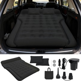 Handzee SUV Air Mattress, Inflatable Bed for Car Sleeping, Thickened Flocking Car Air Mattress, Leakproof Comfortable Durable Cushion, Cars Bed for SUVs Trunk, Camping Road Trip (Black)