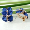 Navachi 18k Gold Plated Crystal Royalblue Enamel Leaves Flower Az2121e