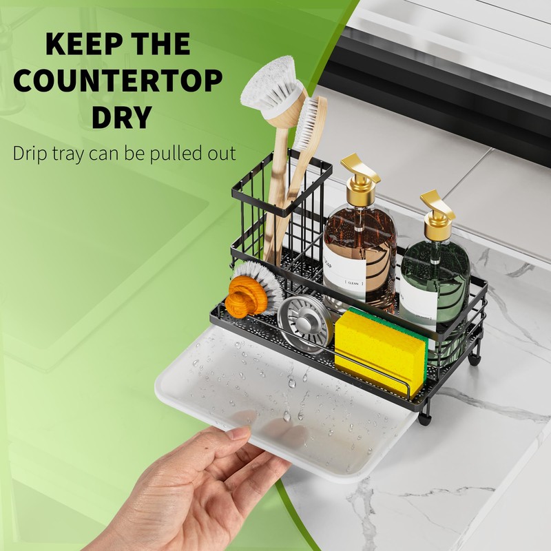 Cisily Sponge Holder for Kitchen Sink, Kitchen Sink Caddy with