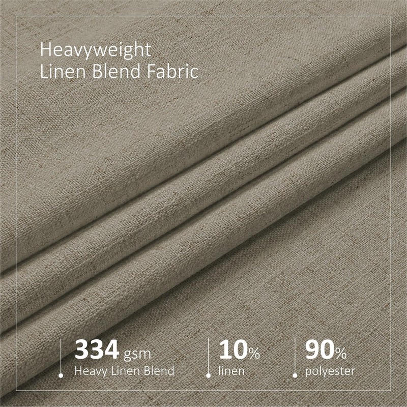 Pinch Pleated Semi Sheer Linen Curtains 108 Inches Long, Taupe