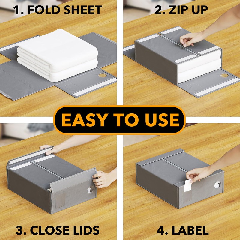 SpaceAid 5 Pack Bed Sheet Organizers and Storage, Foldable Sheet