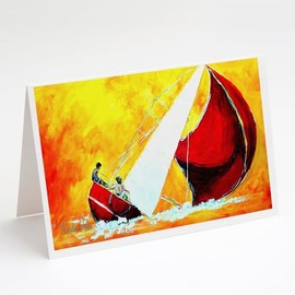 Caroline's Treasures Sailboat Break Away Greeting Cards Pack of 8 Blank Cards with Envelopes Whimsical A7 Size 5x7 Blank Note Cards