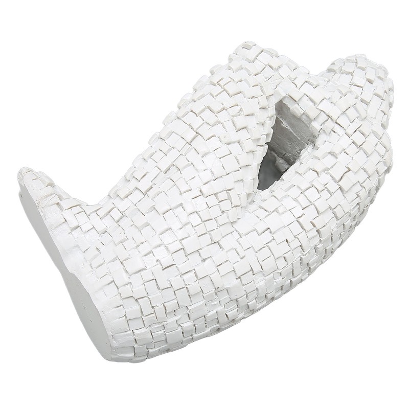 Abstract Mosaic Sculpture White Resin Eco Friendly Bookend Function Thinker