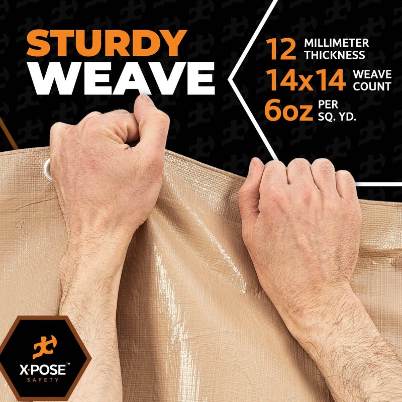 Heavy Duty Tan Poly Tarp 6' X 30' - Multipurpose