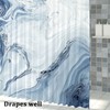MIRRORANG Shower Curtain with 12 Hooks, Fabric, Light Blue Marble