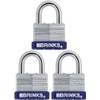 Brinks 162-50391 50mm Laminated Steel Padlock with Boron Shackle, 3-Pack