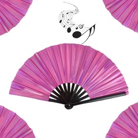 Boots on The Ground Fan, New Large Holographic Folding Hand Fan Line Dance Popping Fan, Handheld Clacking Fans for Line Dancing,Suitable for all kinds of dance performances, parties (Color#C,13.3in)