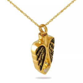 Stainless Steel/Gold Plated Heart of an Angel Pendant/Neckla