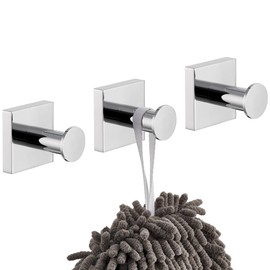 KOKOSIRI Hooks for Hanging Towels Chrome Bathroom Hand Towel Hooks for Shower Wall Bathroom Hardware Accessories Stainless Steel 3 Pack, B1016CH-P3