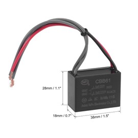 uxcell Ceiling Fan Capacitor CBB61 1.5/2.5uF 250V AC 4 Wires Metallized Polypropylene Film Capacitor 38x28x18mm for Electric Fan Pump Motor Generator 3Pcs