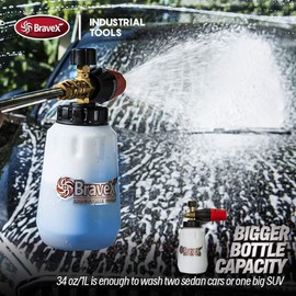Bravex Heavy Duty Foam Cannon Wash Gun Wide Neck Adjustable for Pressure Washer Car USA